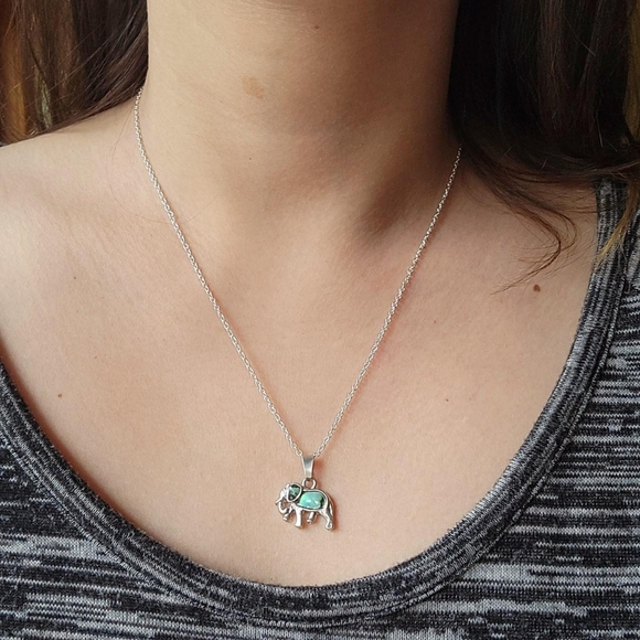 New Silver Abalone Elephant Necklace - Picture 2 of 8